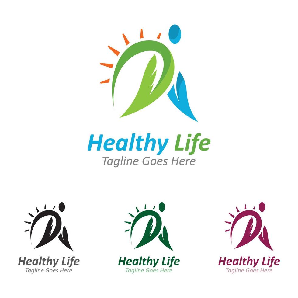 Wellness people logo design template healthy care concept vector