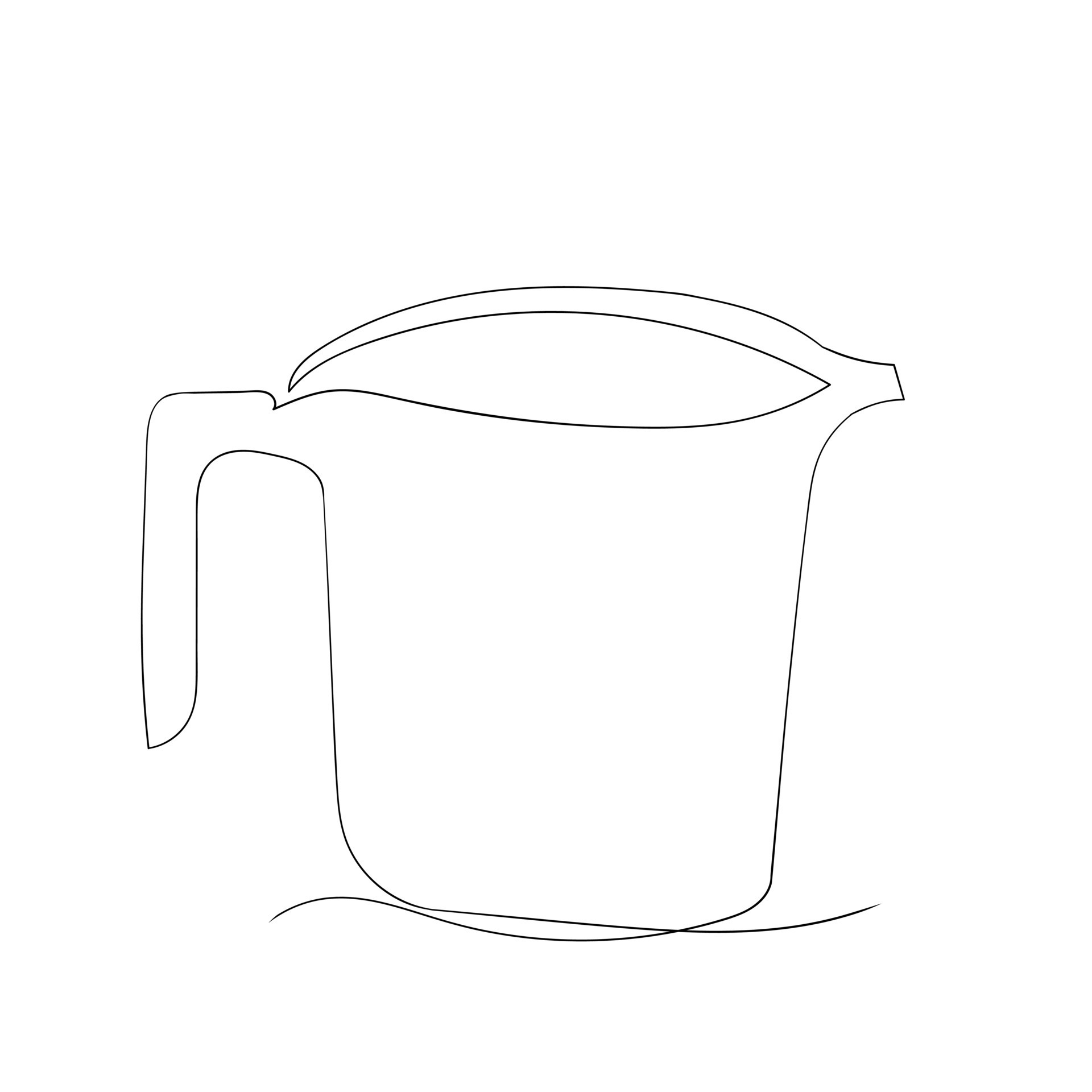 Mug line art drawing style, the jug sketch black linear isolated on