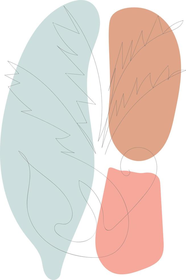 Beautiful hand drawn floral leaves and flowers one line art on white illustration vector