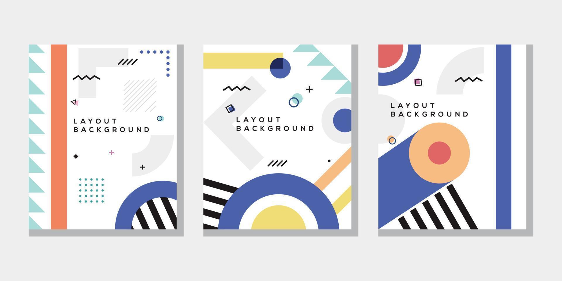 Abstract memphis cover layout and background vector