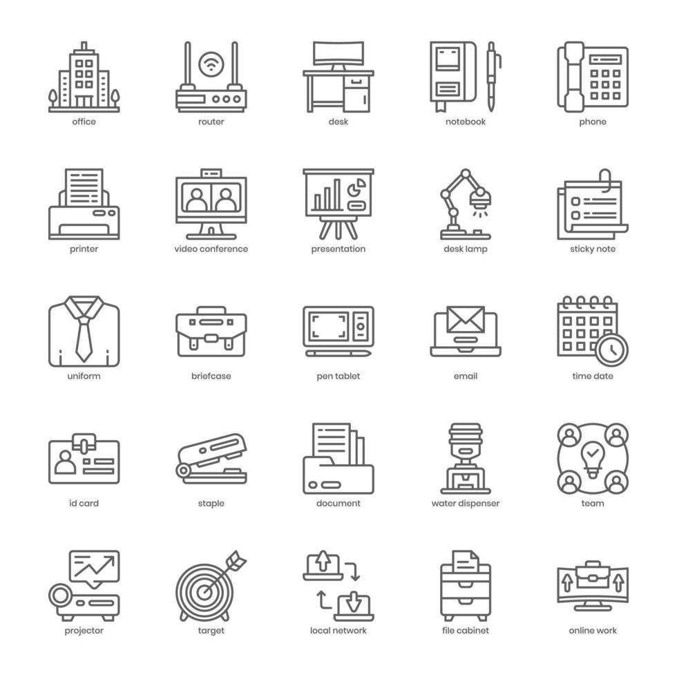 Coworking Space icon pack for your website design, logo, app, UI. Coworking Space icon outline design. Vector graphics illustration and editable stroke.
