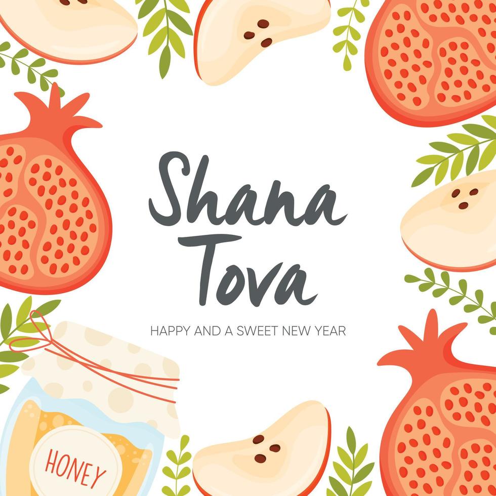 Happy Rosh Hashanah day, Shana Tova greeting card vector
