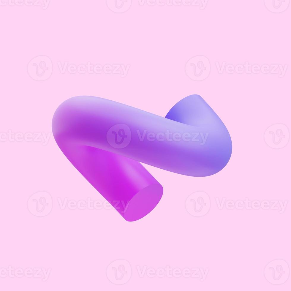 3d rendering of gradient colored upward circular curve shape icon illustration, for layout decoration and more photo
