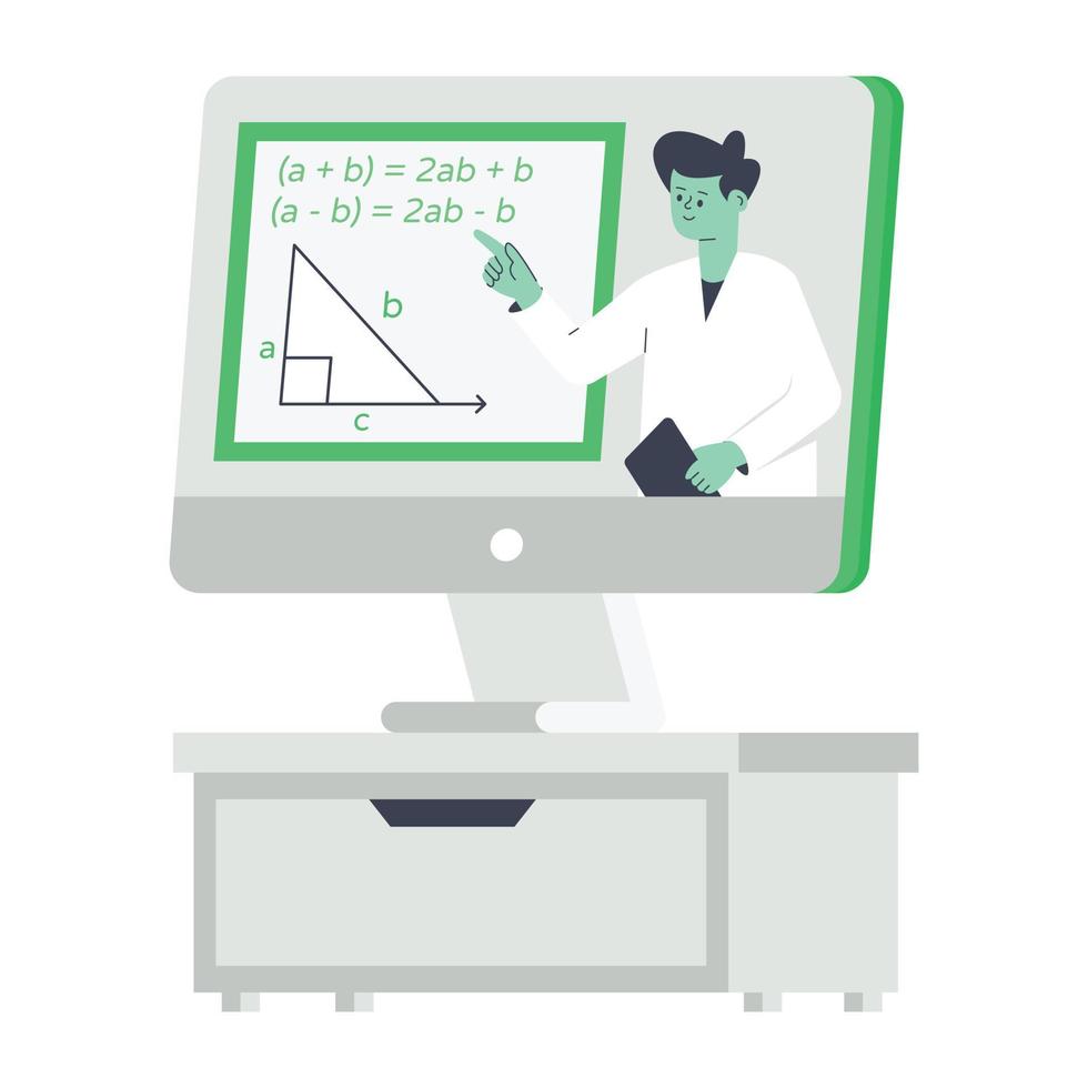 Creatively designed flat illustration of math lecture vector
