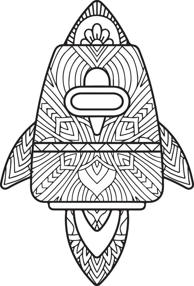 Cute and funny coloring page of a rocket vector