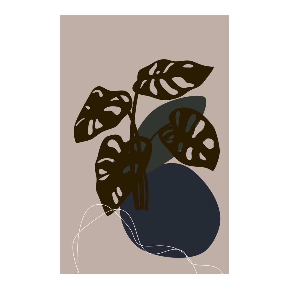 Botanical mid century art style vector