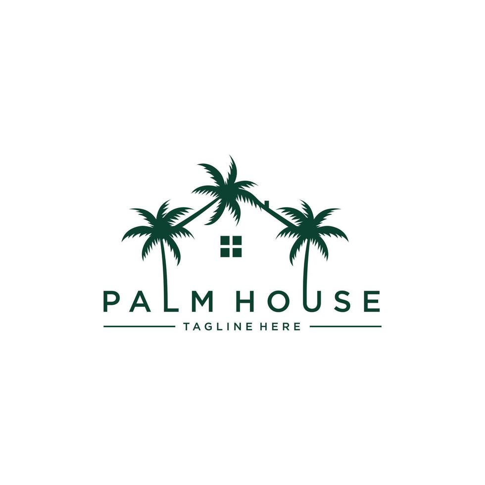 palm house tree home vector logo design