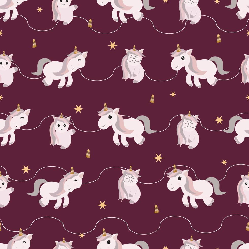 seamless pattern with cute unicorn in pastel color vector