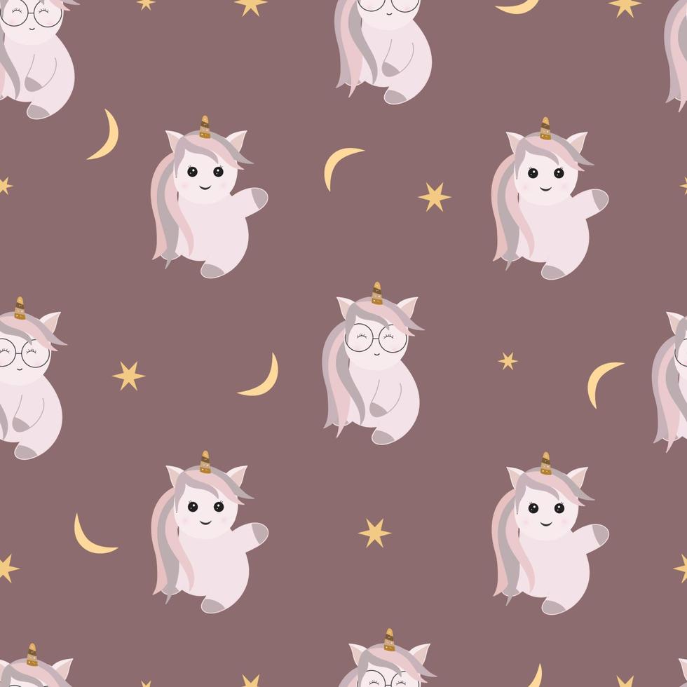 seamless pattern with cute unicorn in pastel color vector