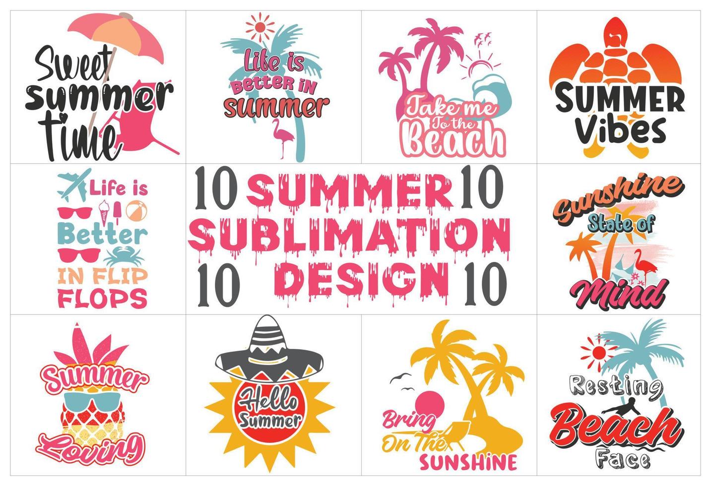 paquete de svg de verano, diseño de camiseta vector