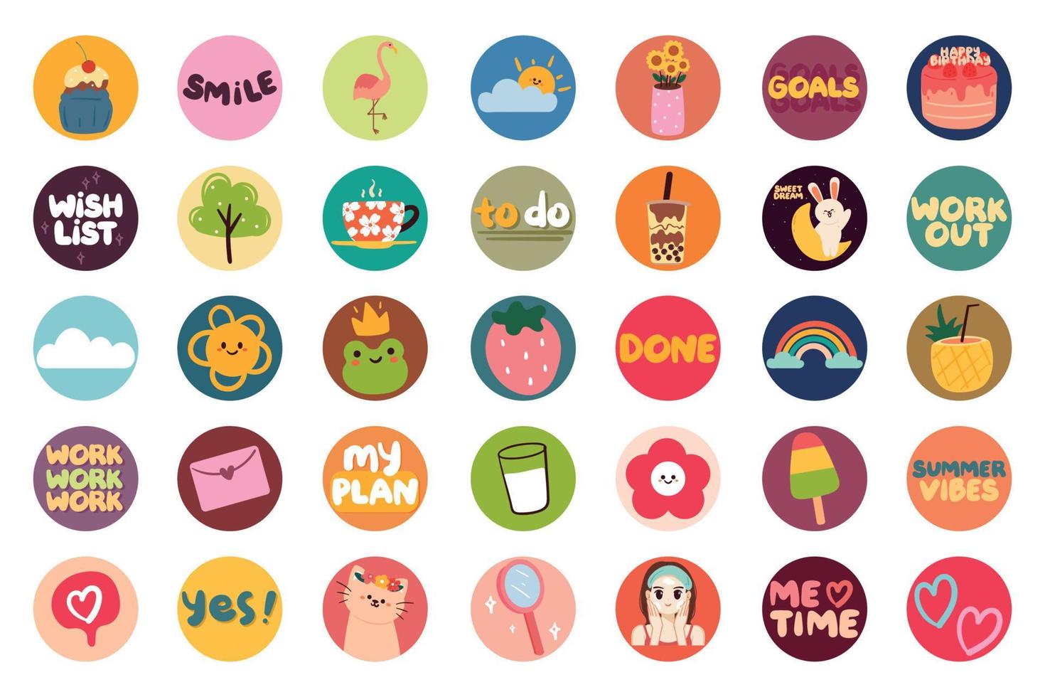collection of weekly and daily planner sticker, notes, to do list, with lettering and cute icon. template for agenda, check list, stationery vector