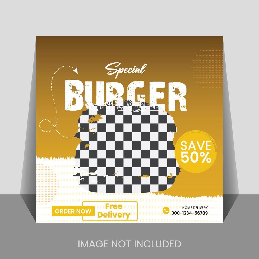 Editable Food and Restaurant Social Media Post Template Design. Social media banner for food business. Food social media template. Usable for social media, story and web internet ads. vector