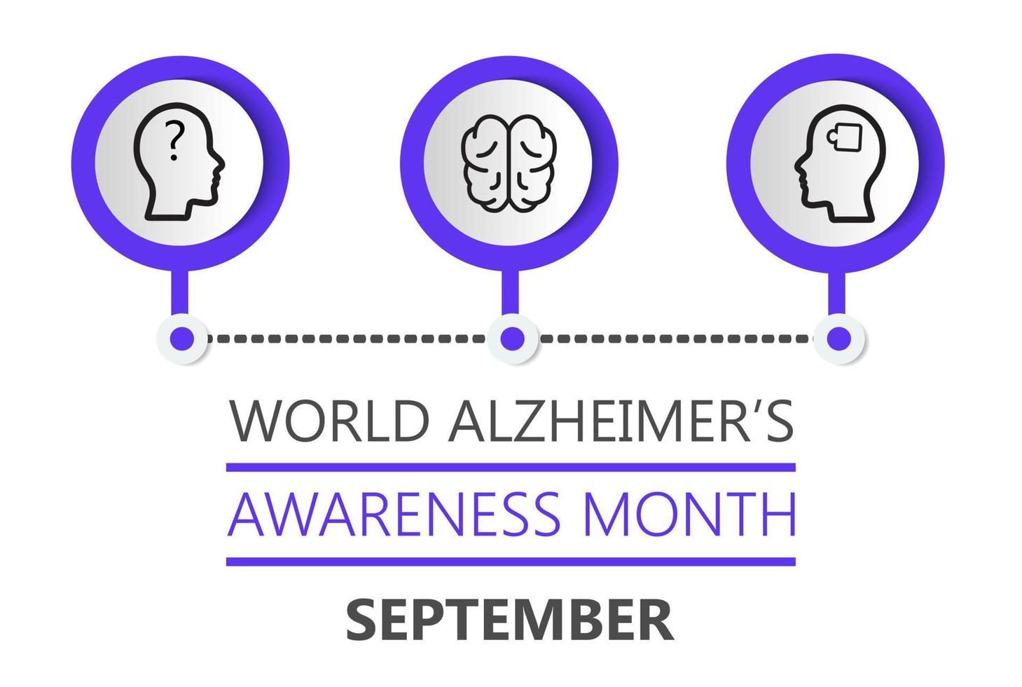 El día mundial del alzheimer se organiza el 21 de septiembre. vector