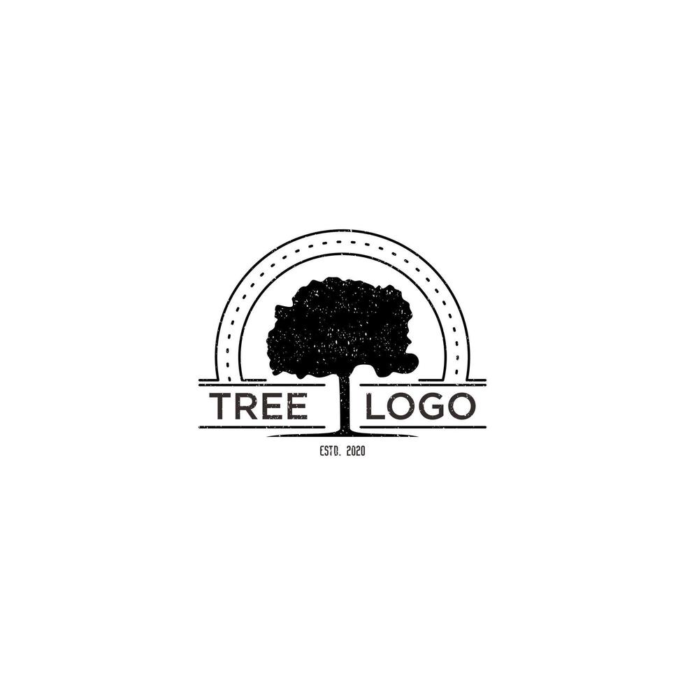 roble árbol silueta retro vintage logo vector