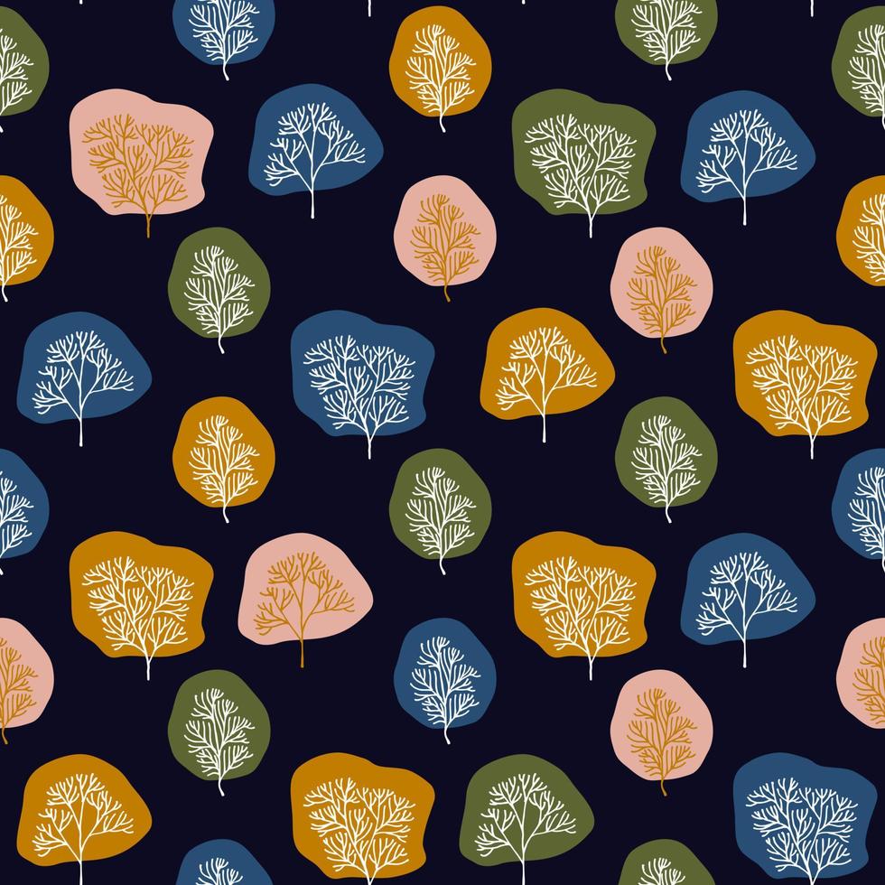 Trees liner style vector seamless pattern. Decorative illustration, good for printing. Monochrome wallpaper vector. Great for label, print, packaging, fabric.