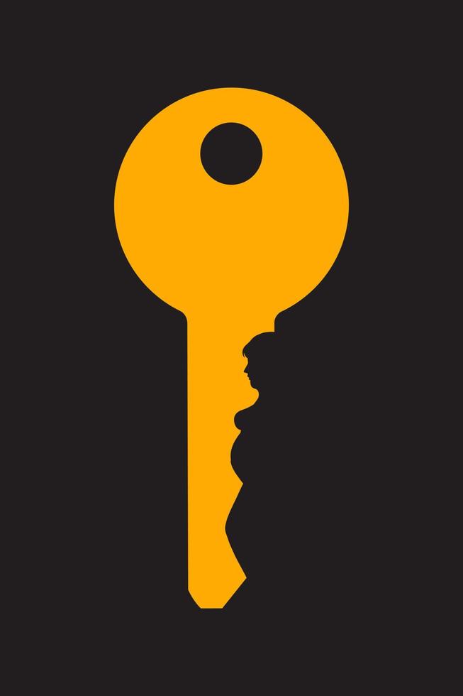 the key and human silhouette vector