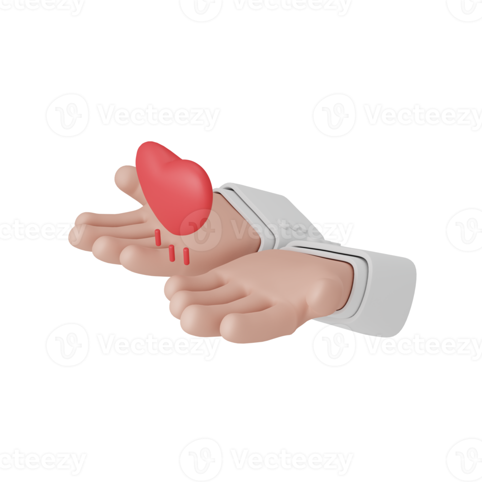 3d rendering pray or praying concept with heart and colorful hand. useful for islam ramadan png