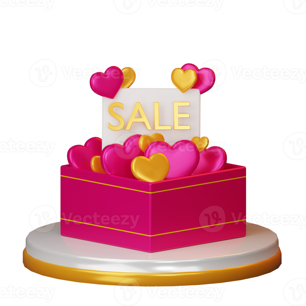 3d flash sale giftbox with love icon png