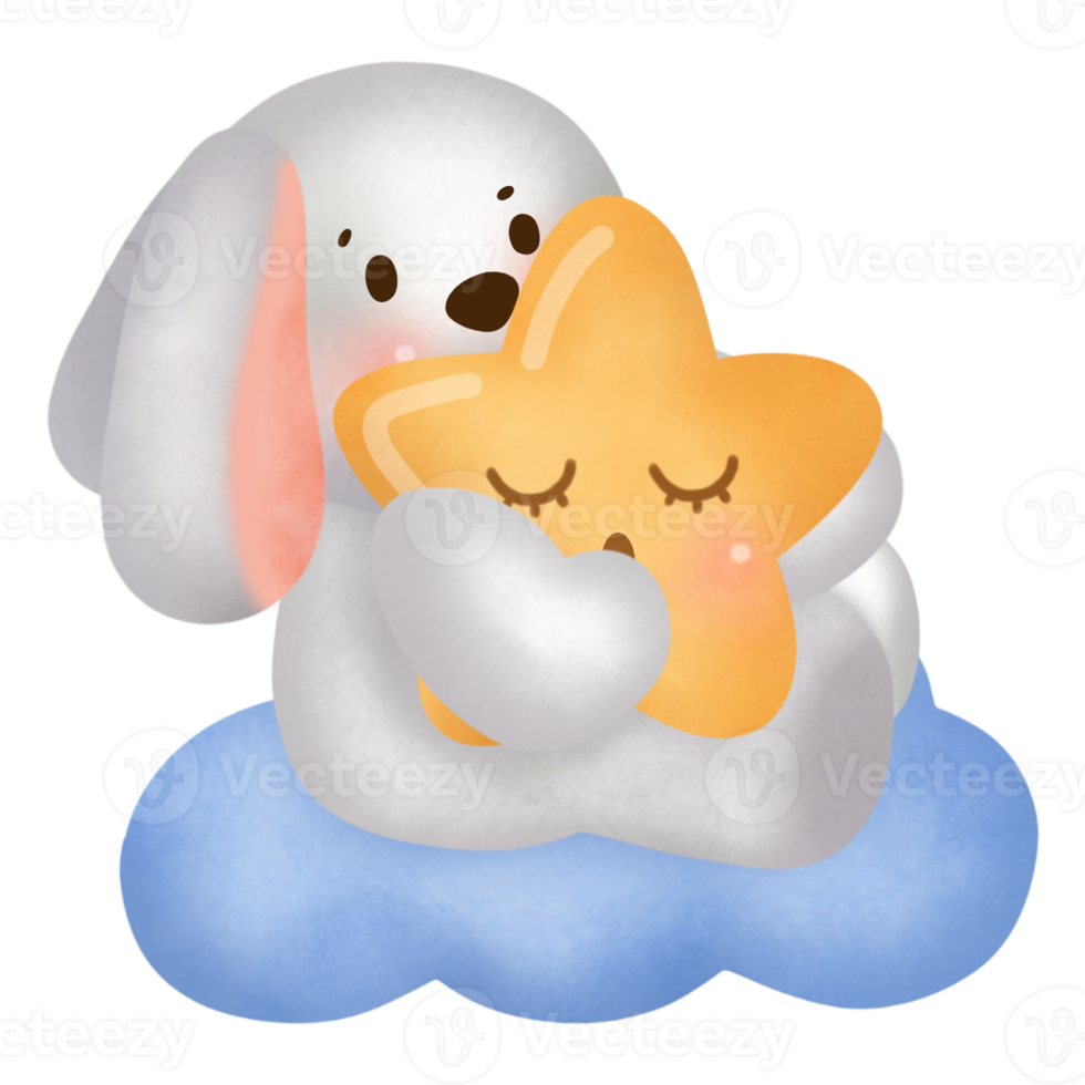 Watercolor cute rabbit png