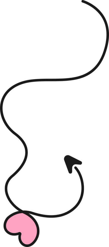 Hand drawn arrow line with heart png