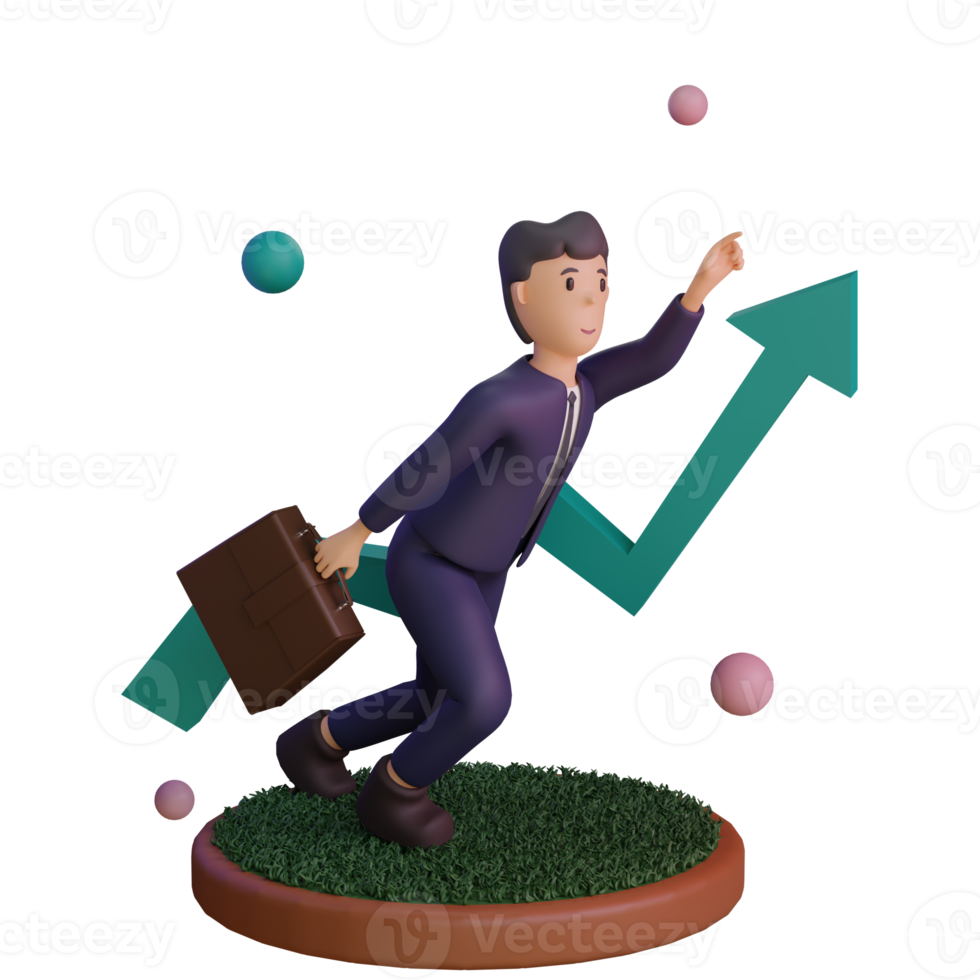 Character with statistic UP, 3d Illustration png