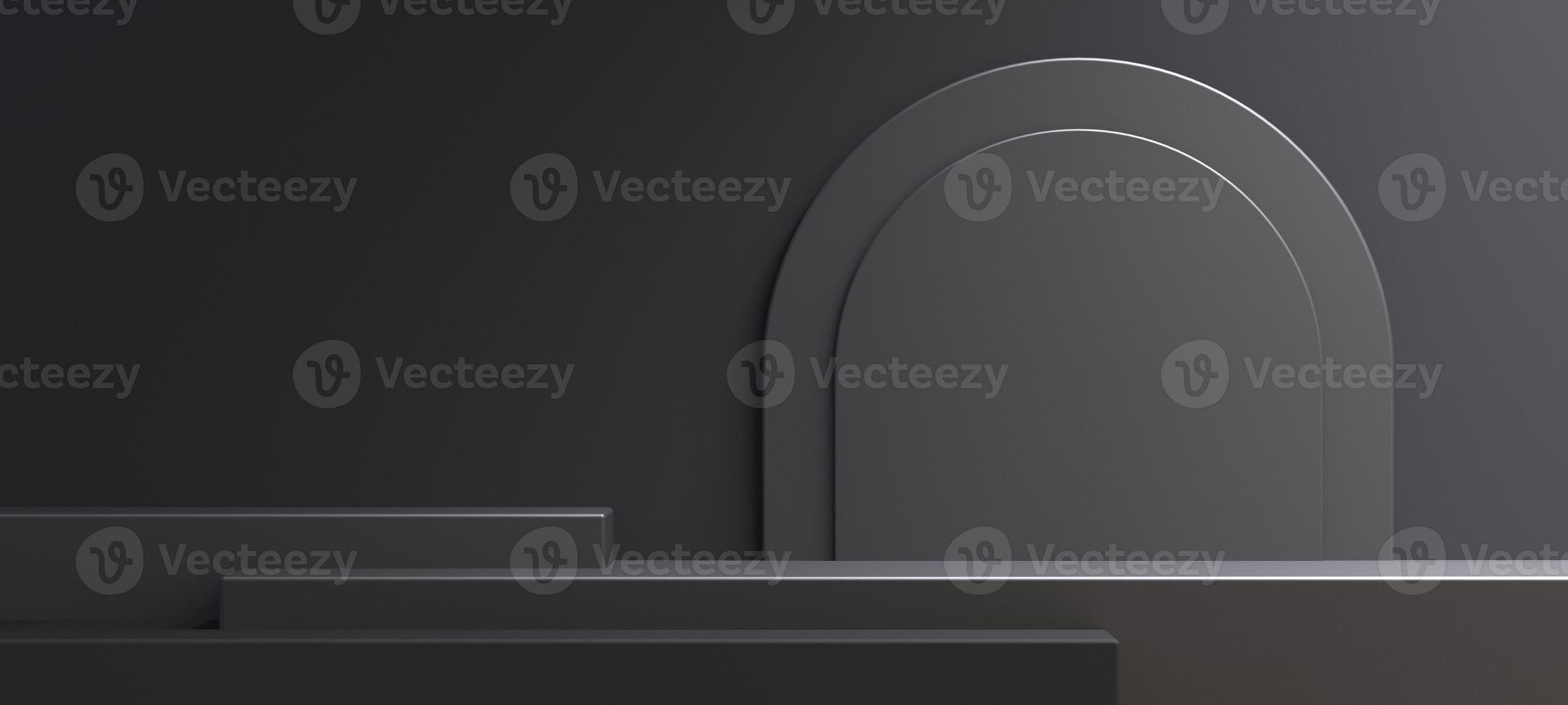 3d podium product mockup with abstract background on black and gold background,3d render illustration photo