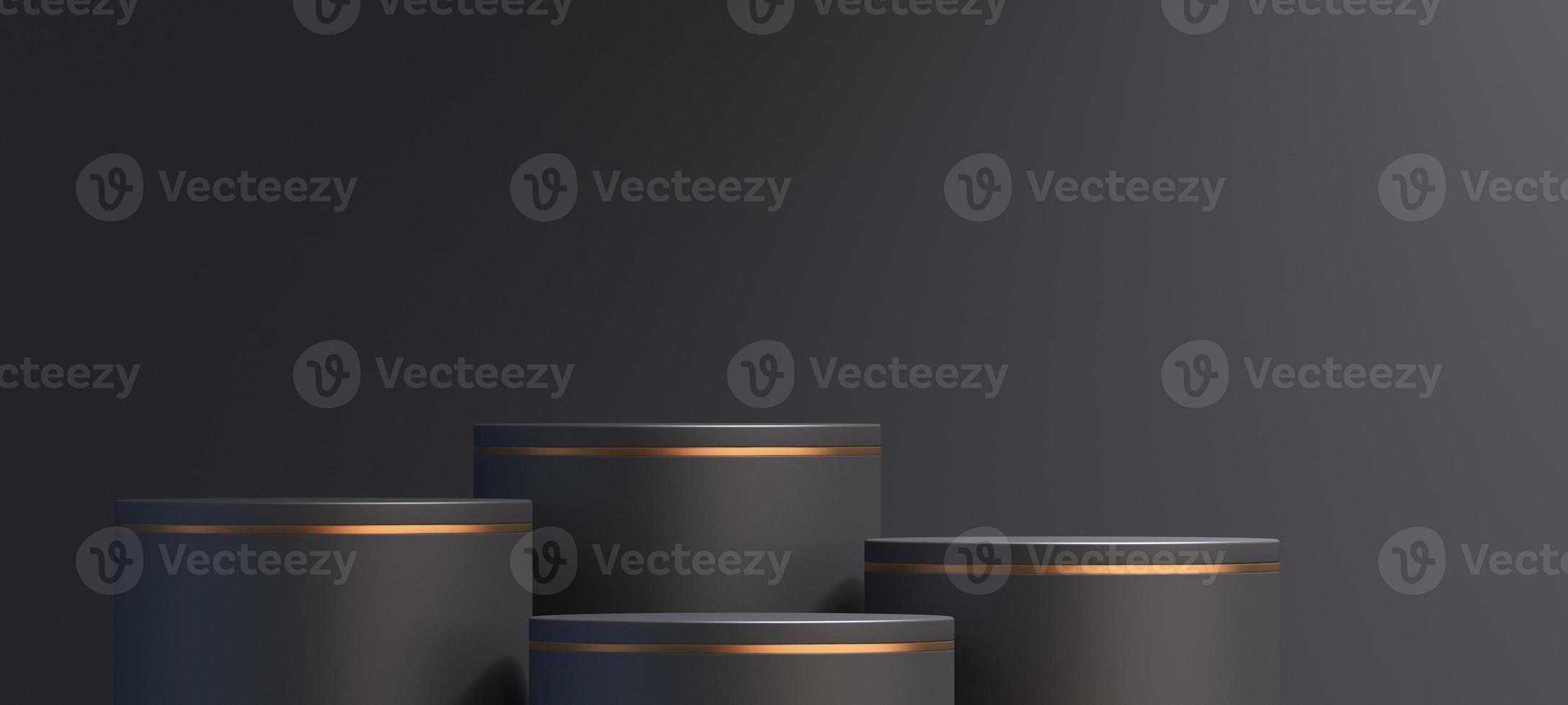 3d podium product mockup with abstract background on black and gold background,3d render illustration photo