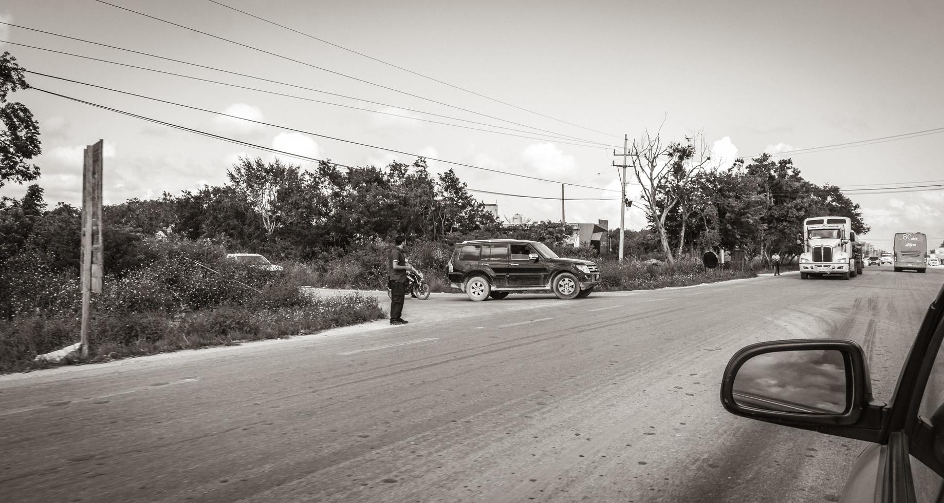 Tulum Quintana Roo Mexico 2018 Trucks dump truck and other industrial vehicles in Tulum Mexico. photo