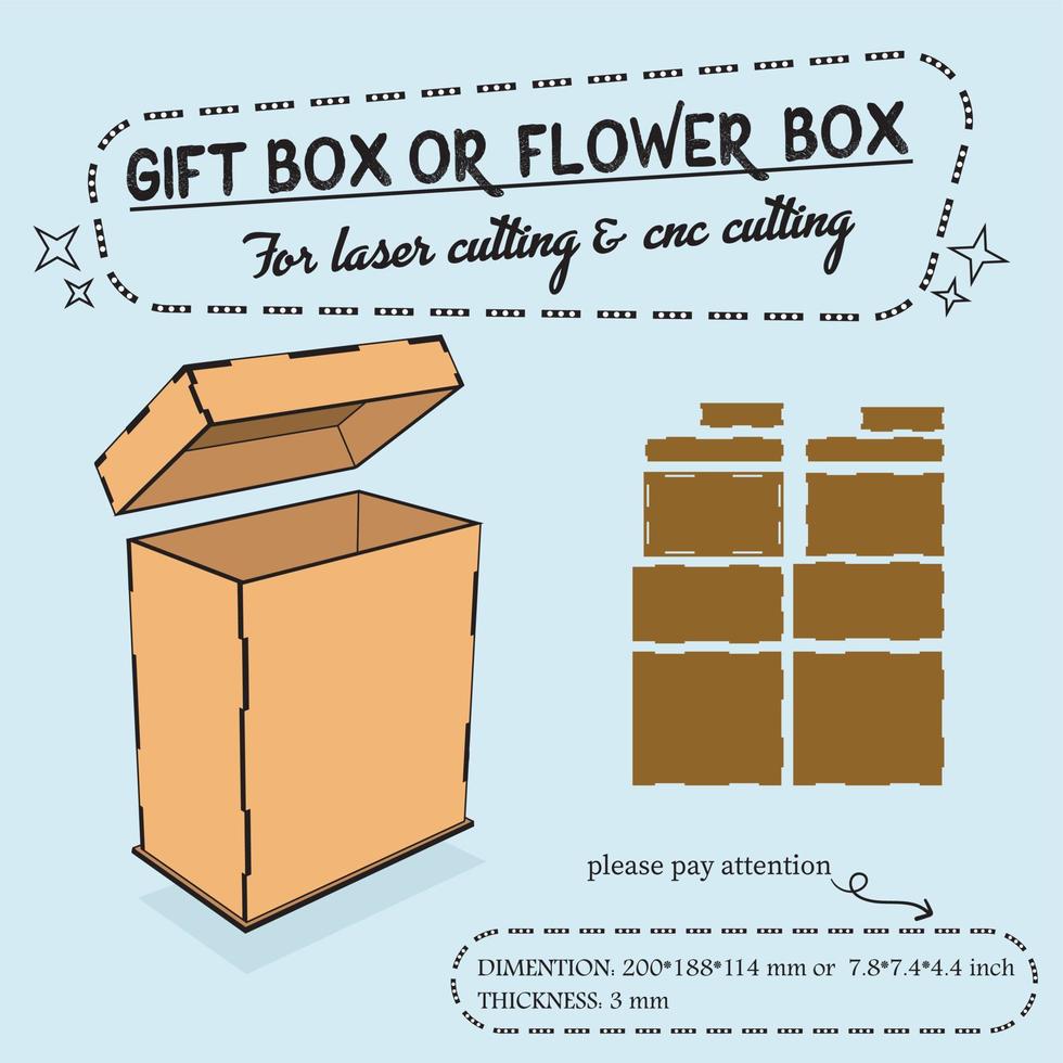 caja de flores o caja de regalo para corte por láser vector