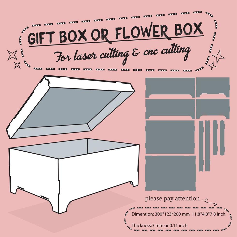 flower box or gift box for laser cutting vector