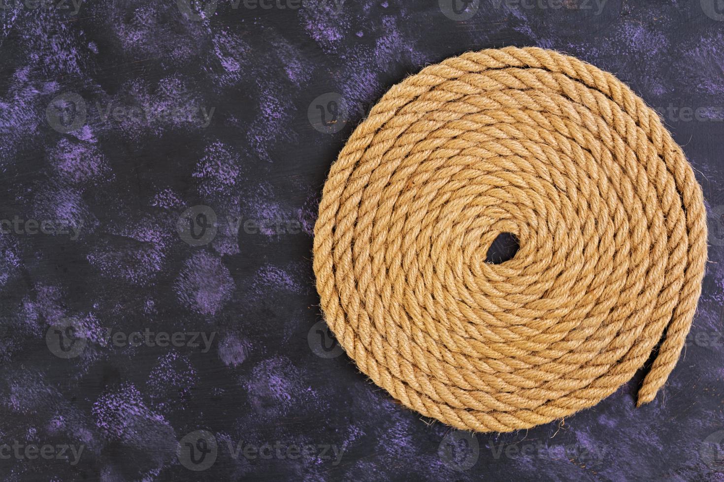 Rope on dark background. Top view photo