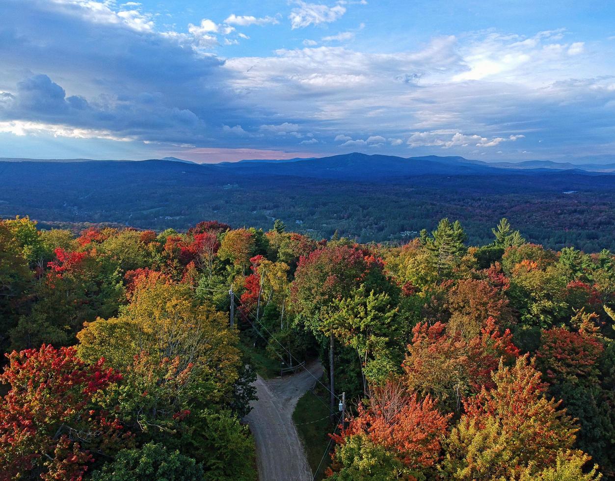 Aerial drone view of Vermont foliage photo