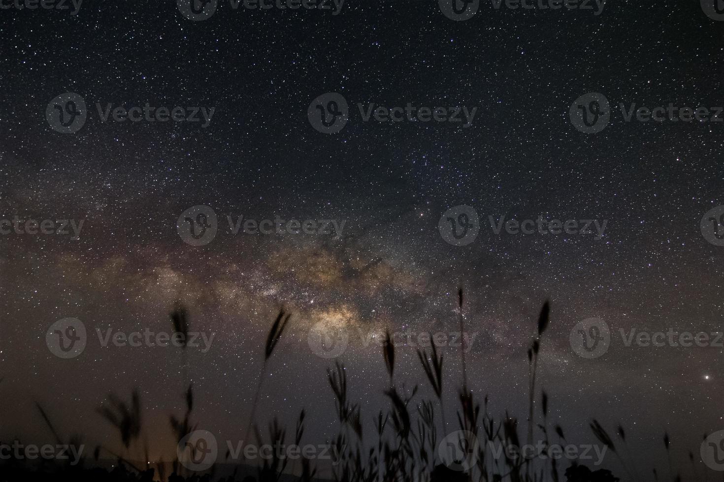 vía láctea en la noche oscura en tailandia foto