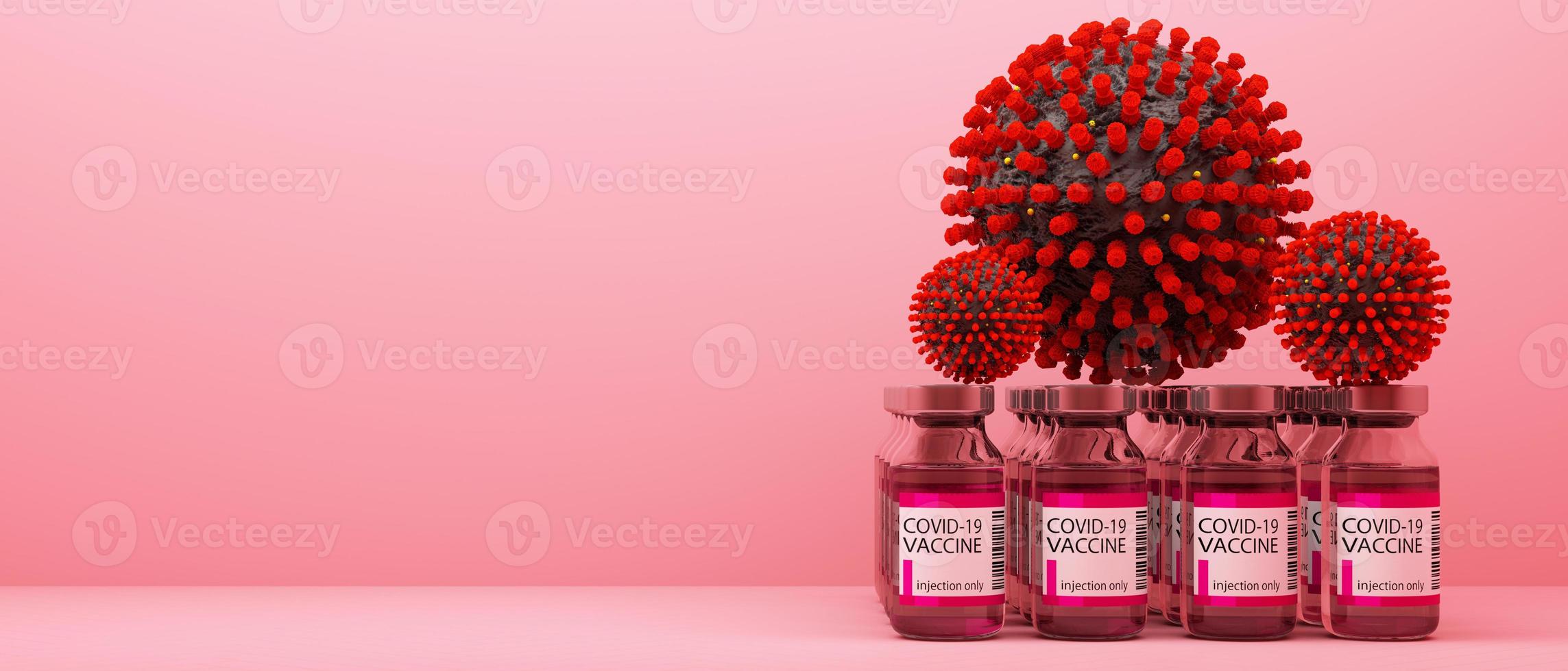 Covid-19 self test kit with vaccine and medicine on white background. 3d rendering photo