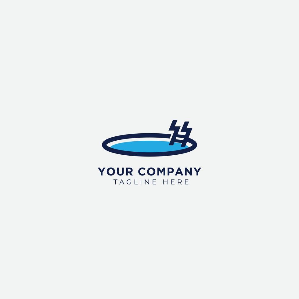 servicio de renovación de energía de piscinas y logotipo de construcción vector