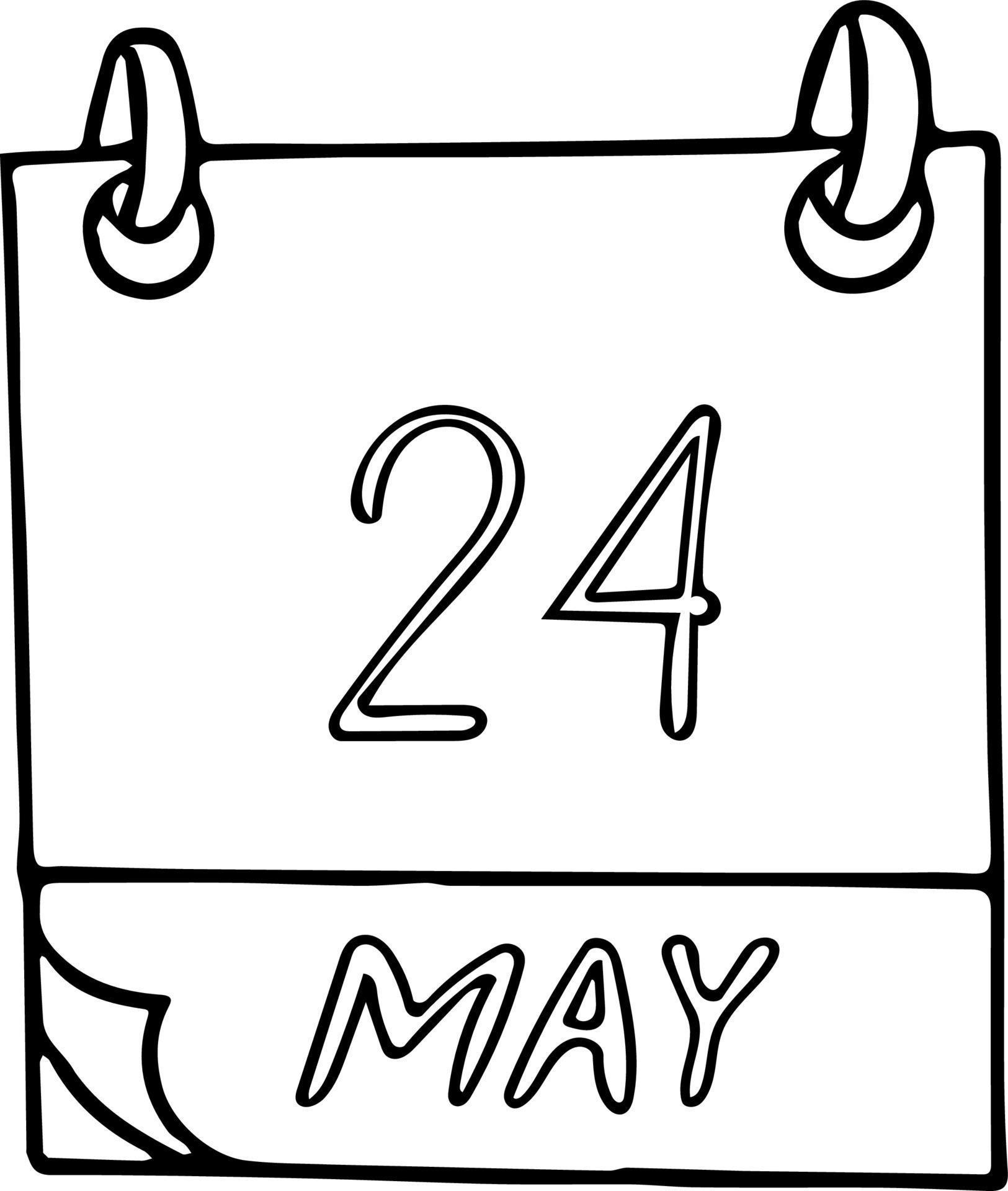 calendar hand drawn in doodle style. May 24. The European Day of Parks