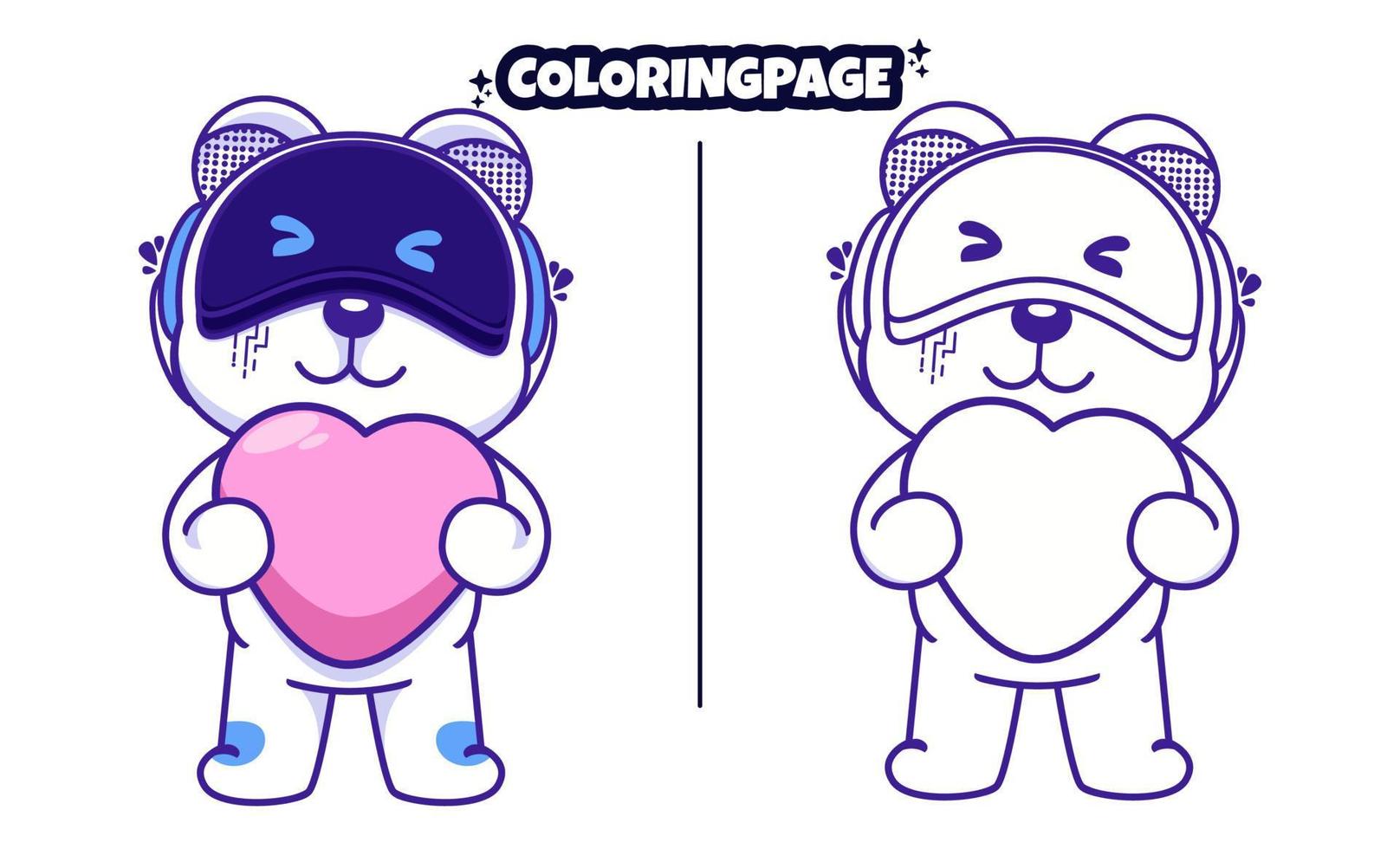 cute love dog robot with coloring pages suitable for kids vector