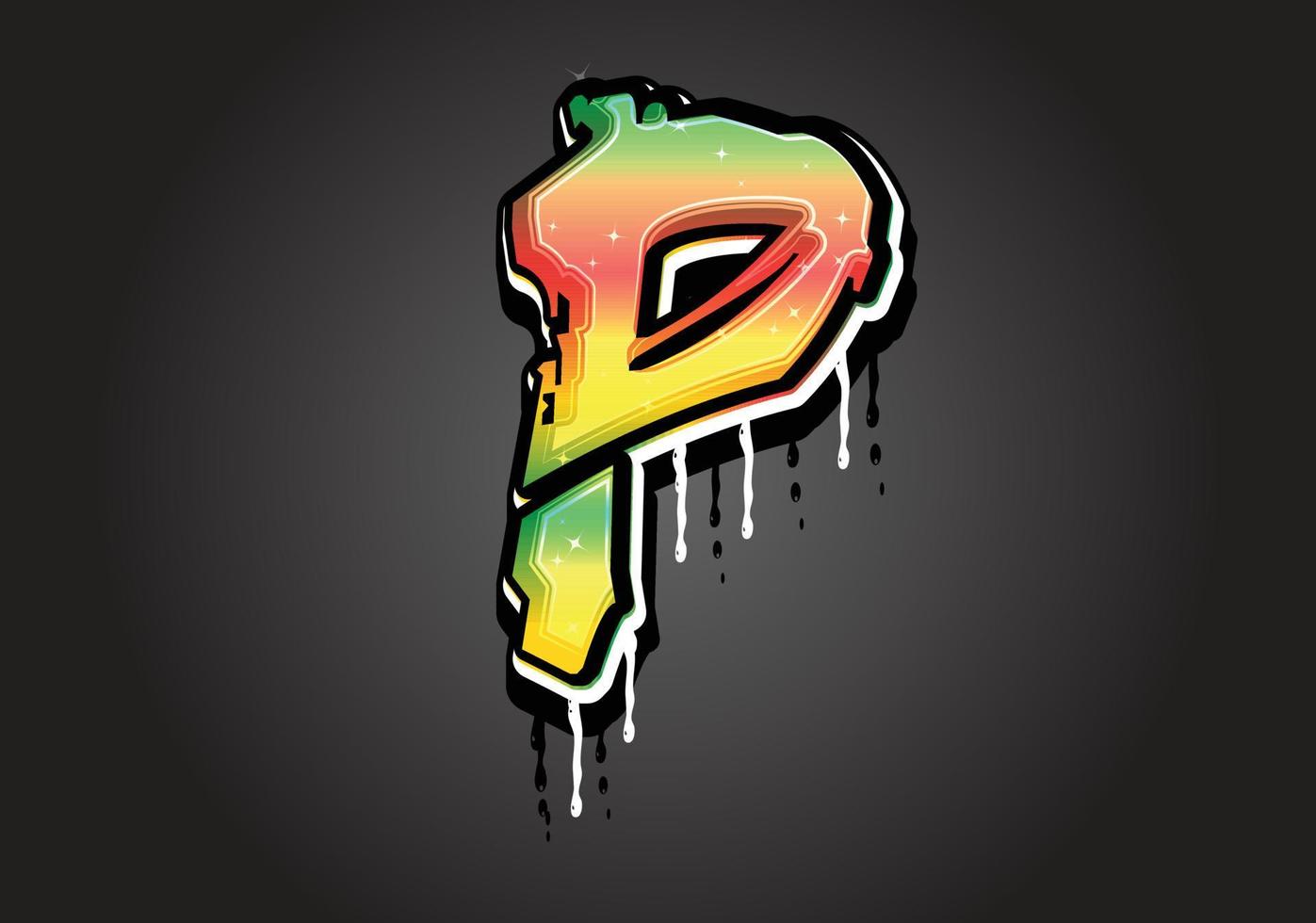 P Brush Letter alphabet vector