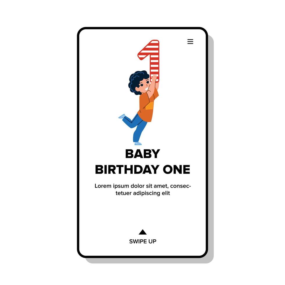 Baby Birthday One Year Celebrating Boy Vector