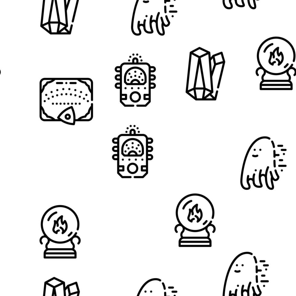 Magic Mystery Objects Vector Seamless Pattern