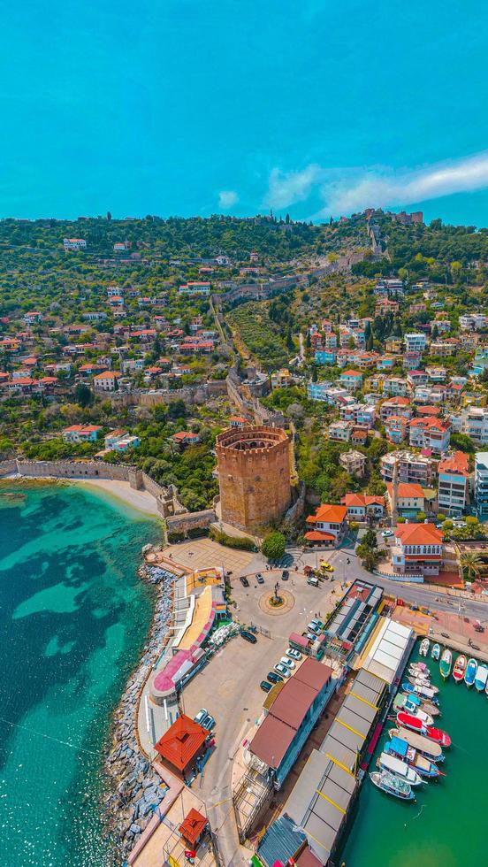 alanya red tower landscape photo