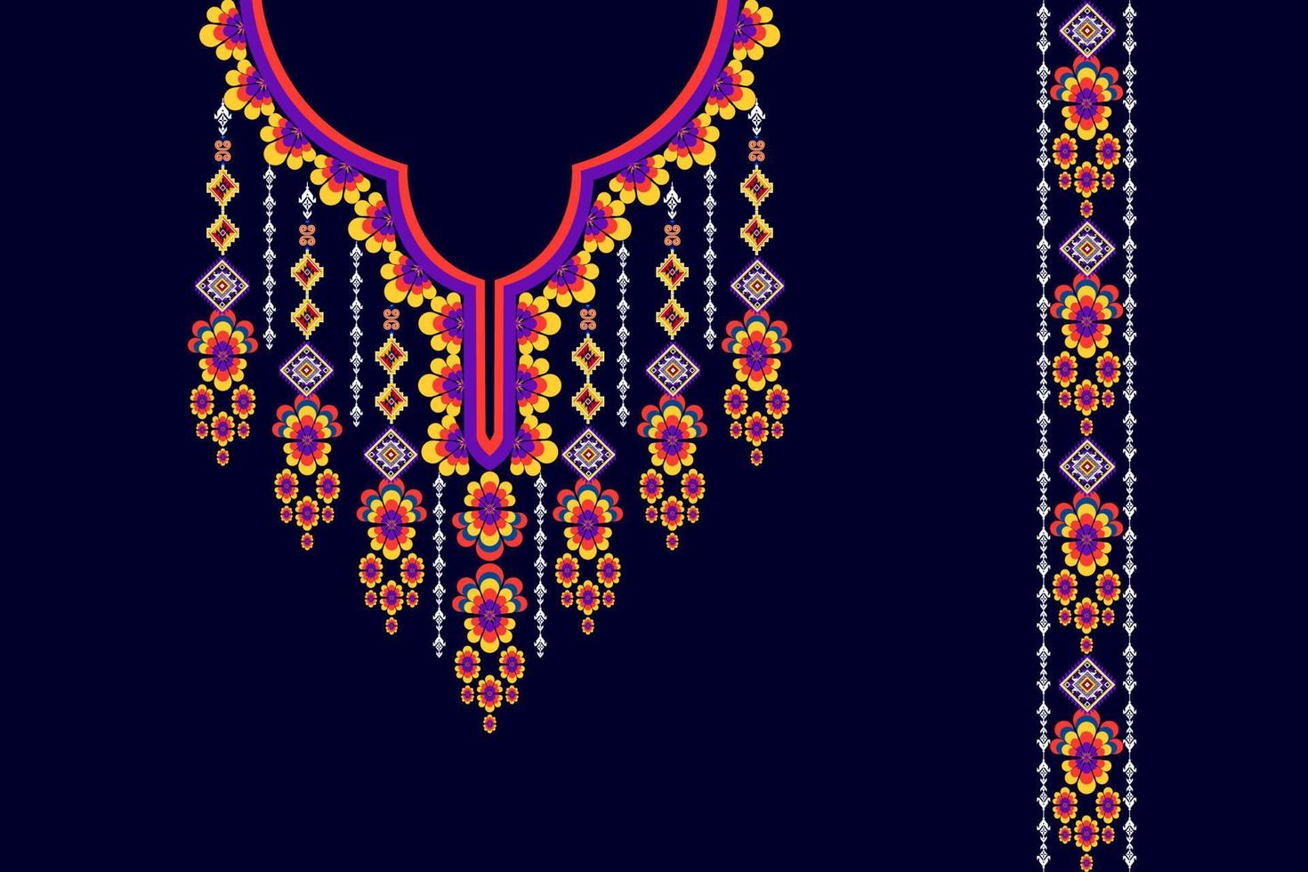 Ikat ethnic seamless pattern design. Tribal boho native ethnic turkey traditional embroidery vector background. Aztec fabric carpet mandala ornaments textile decorations wallpaper