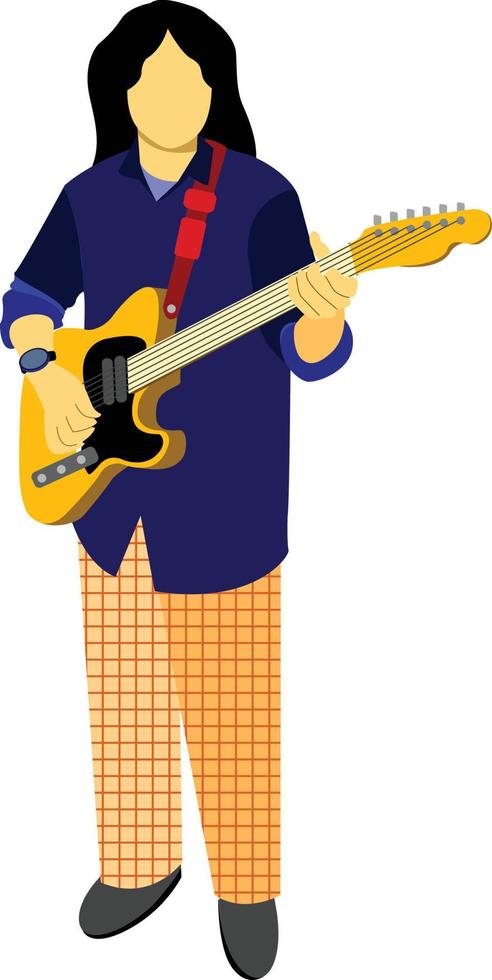 A an playing an electric guitar flat vector illustration