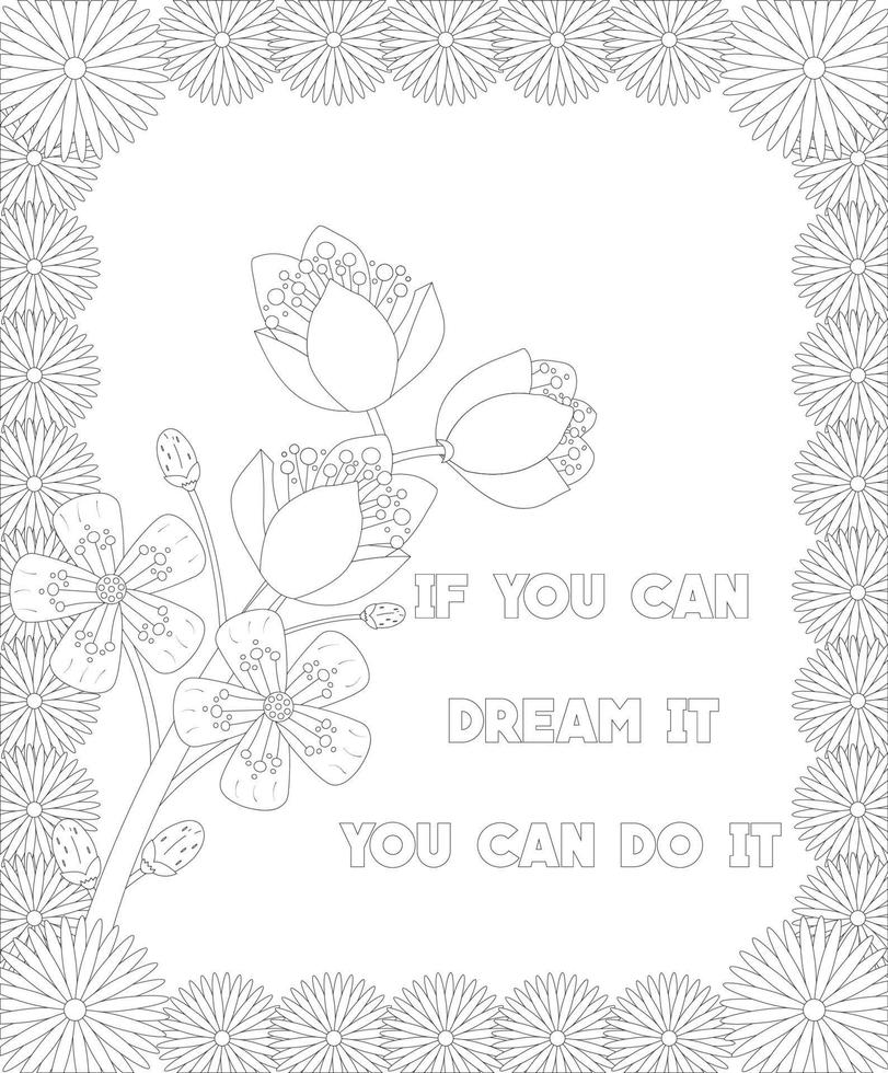 motivational quotes coloring page vector