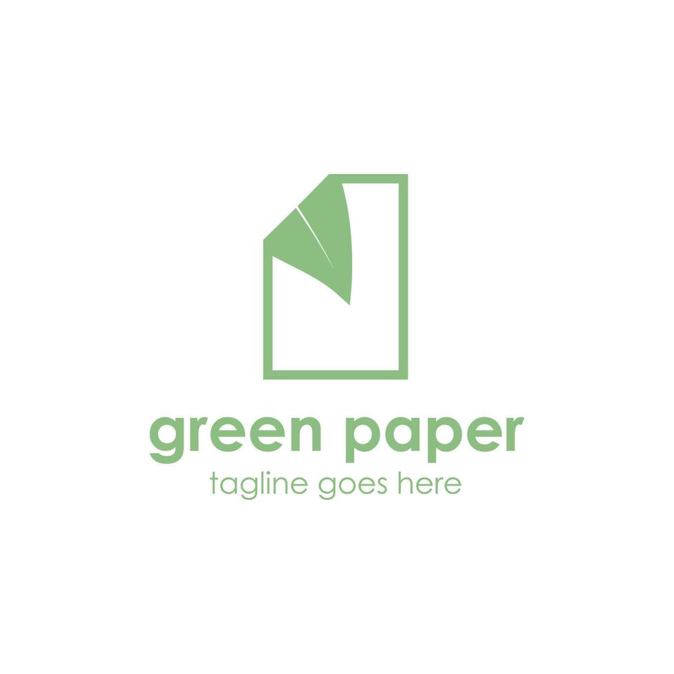 Green Paper logo design template, with leaf icon. perfect for business, company, eco, nature, mobile, app, etc. vector