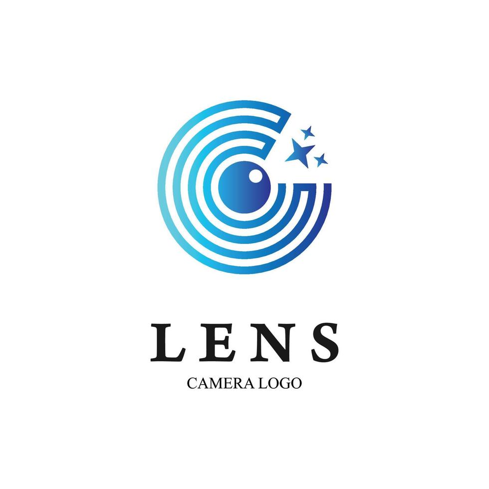 vector de diseño de logotipo de cámara de lente.