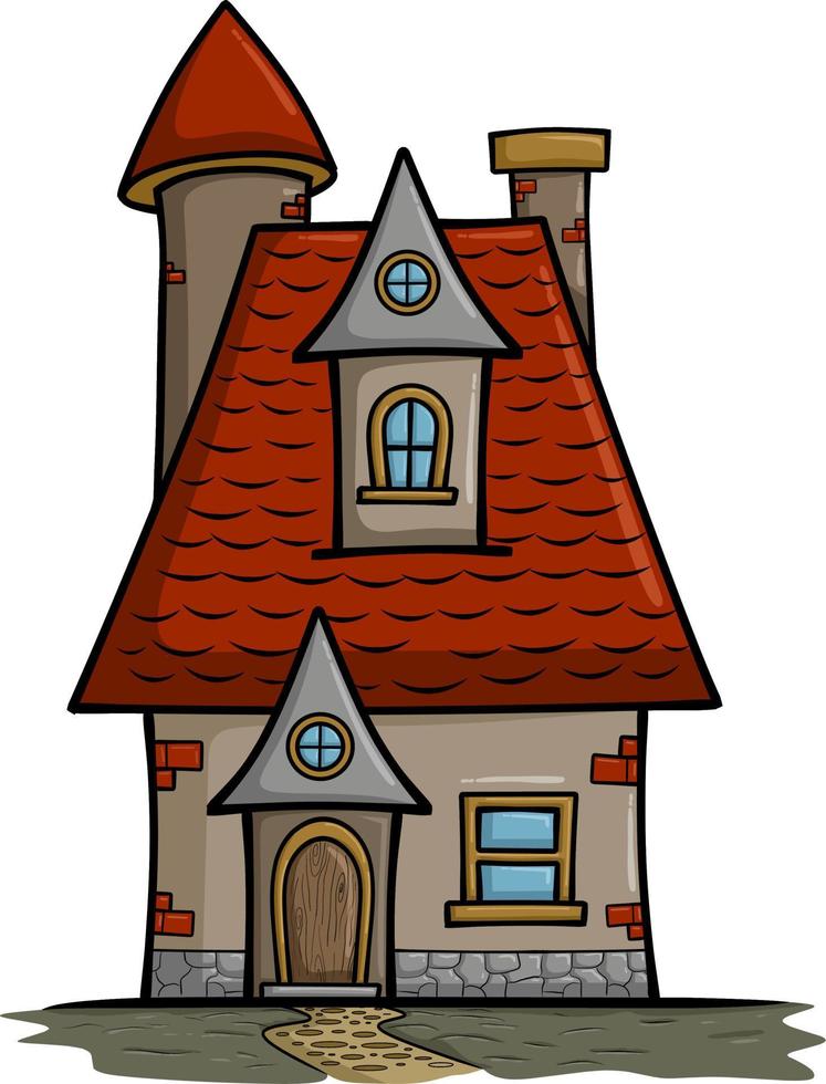 Fairytale old house in retro style vector illustration