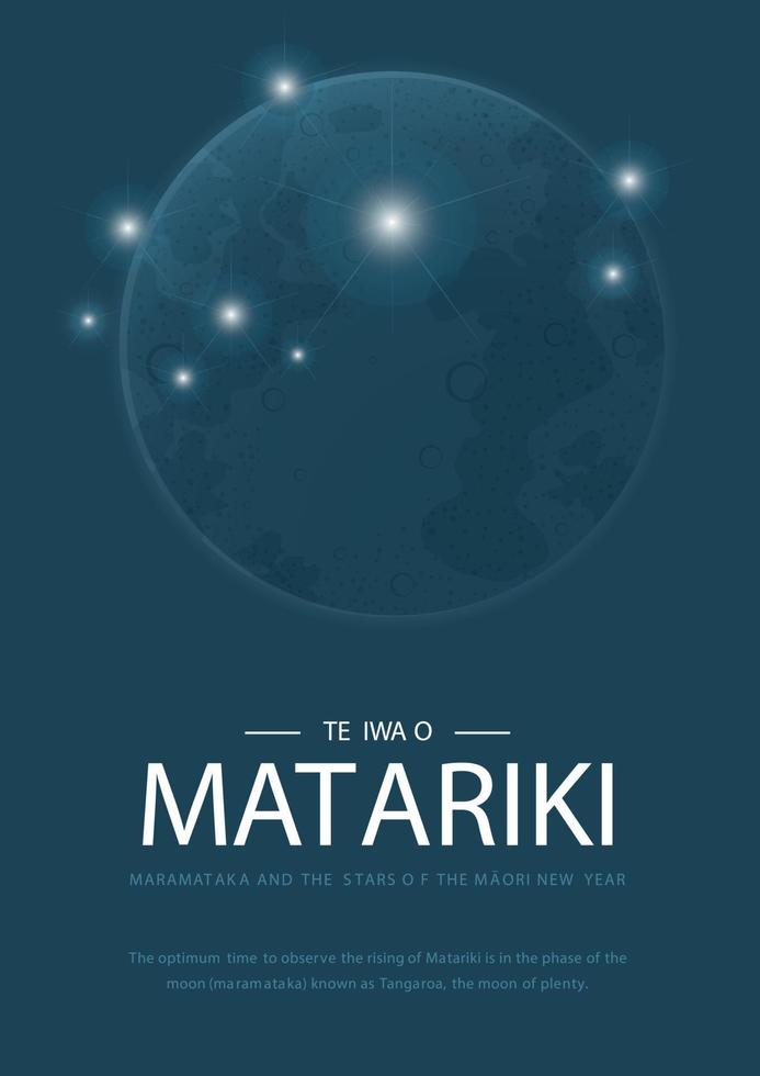 NZ Matariki Maori New Year and the Moon vector
