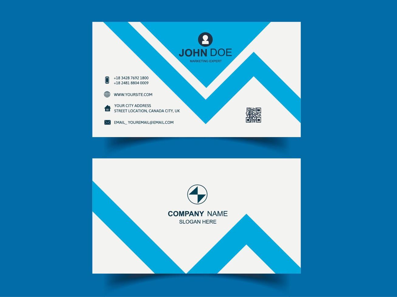 Free Stylish Blue Unique Business Card Design Pro Vector