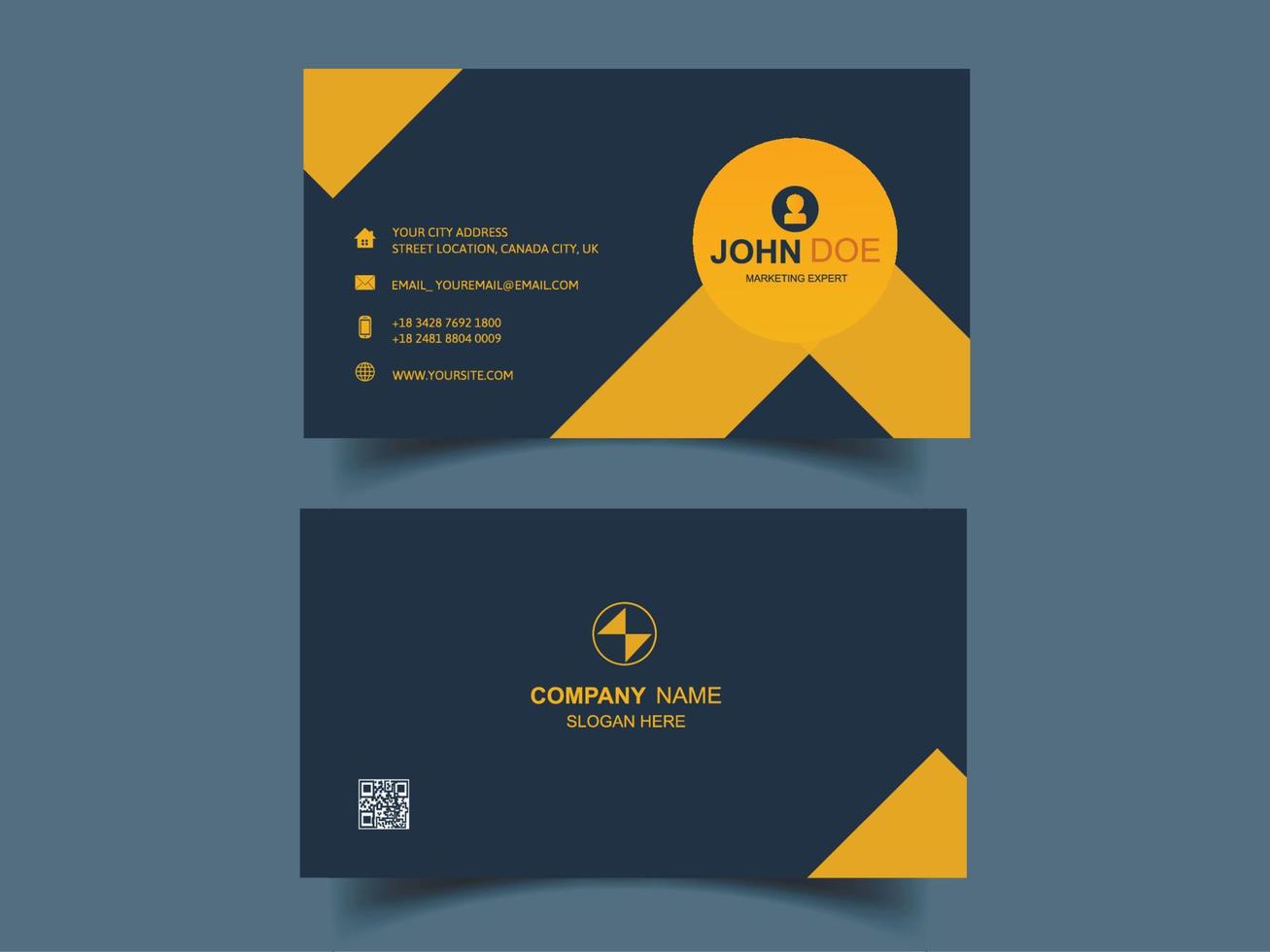 Free Stylish Blue Unique Business Card Design Pro Vector